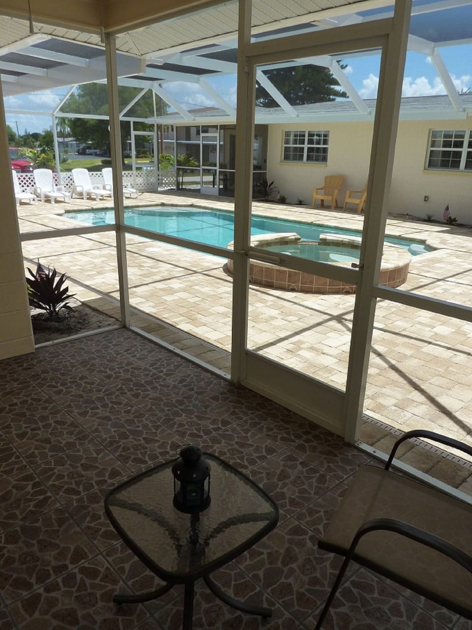 private, screened porch 