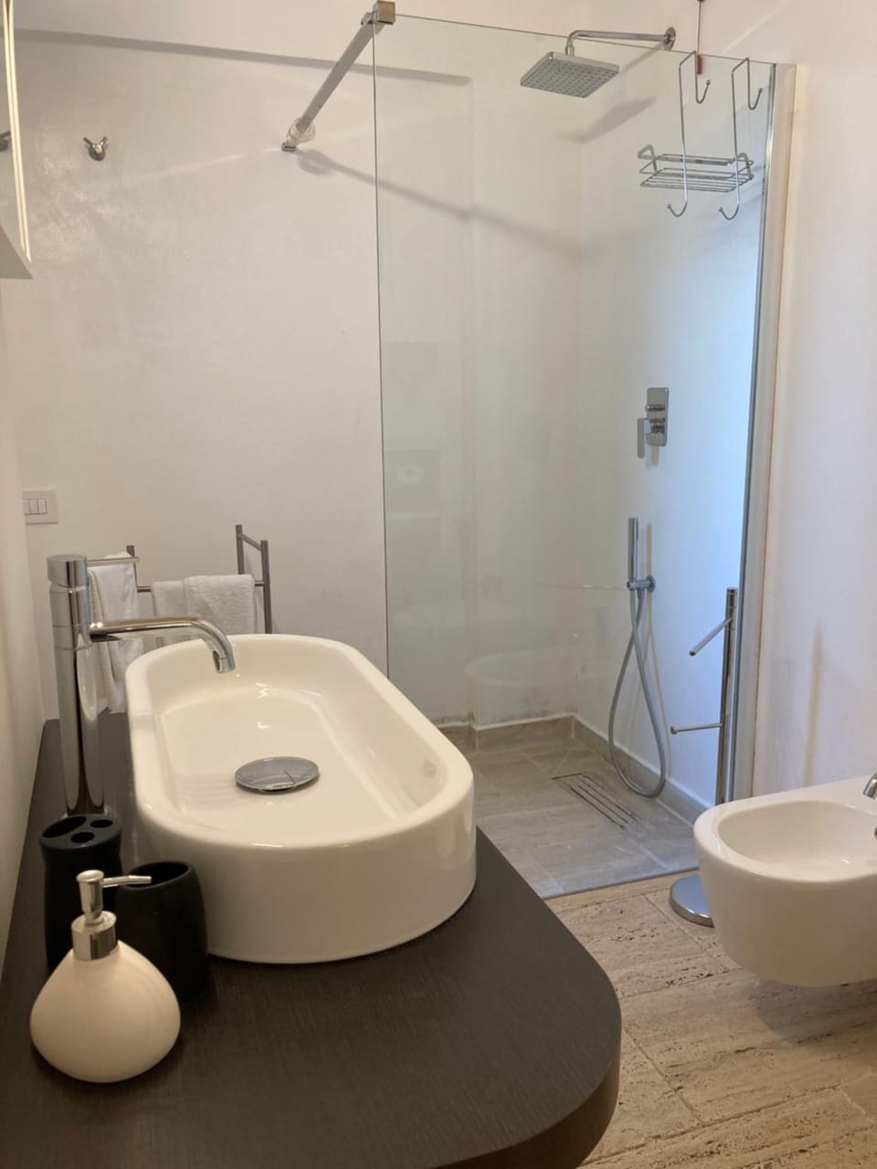 Shower, hair dryer, bathrobes, bidet