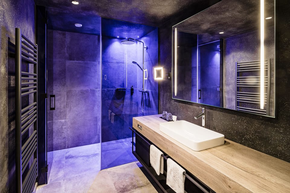 Shower, hair dryer, bathrobes, bidet