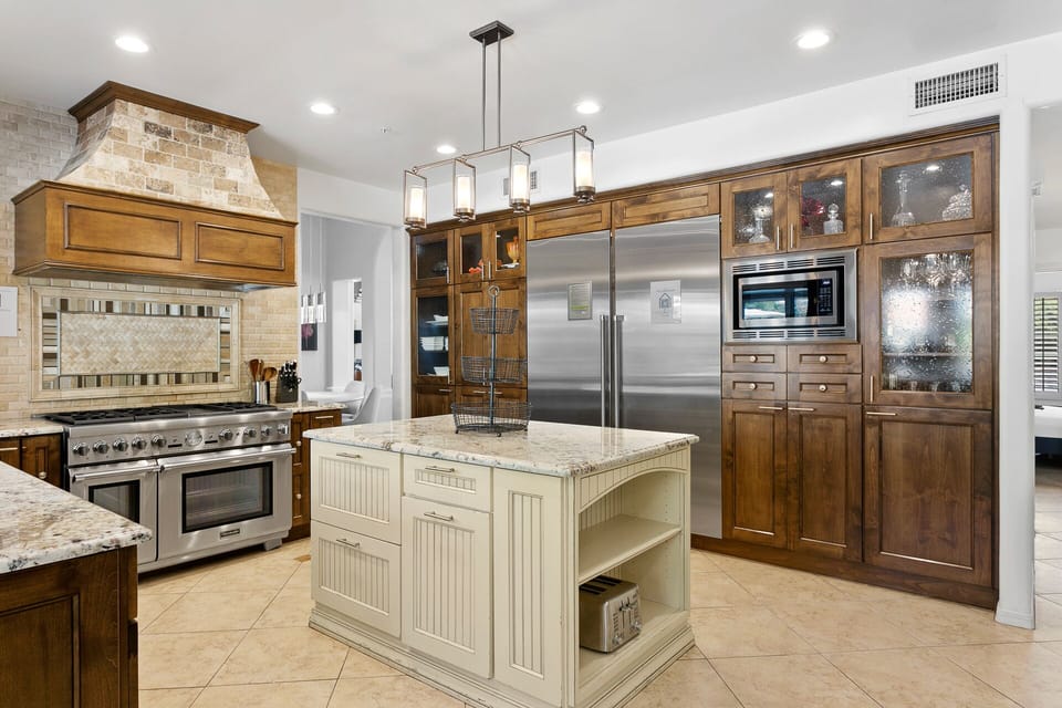 Kitchen with stainless steel appliances