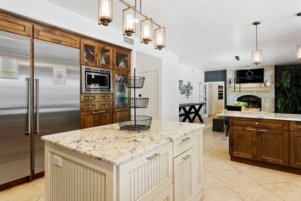 Burgers and salads can be featured on this kitchen island