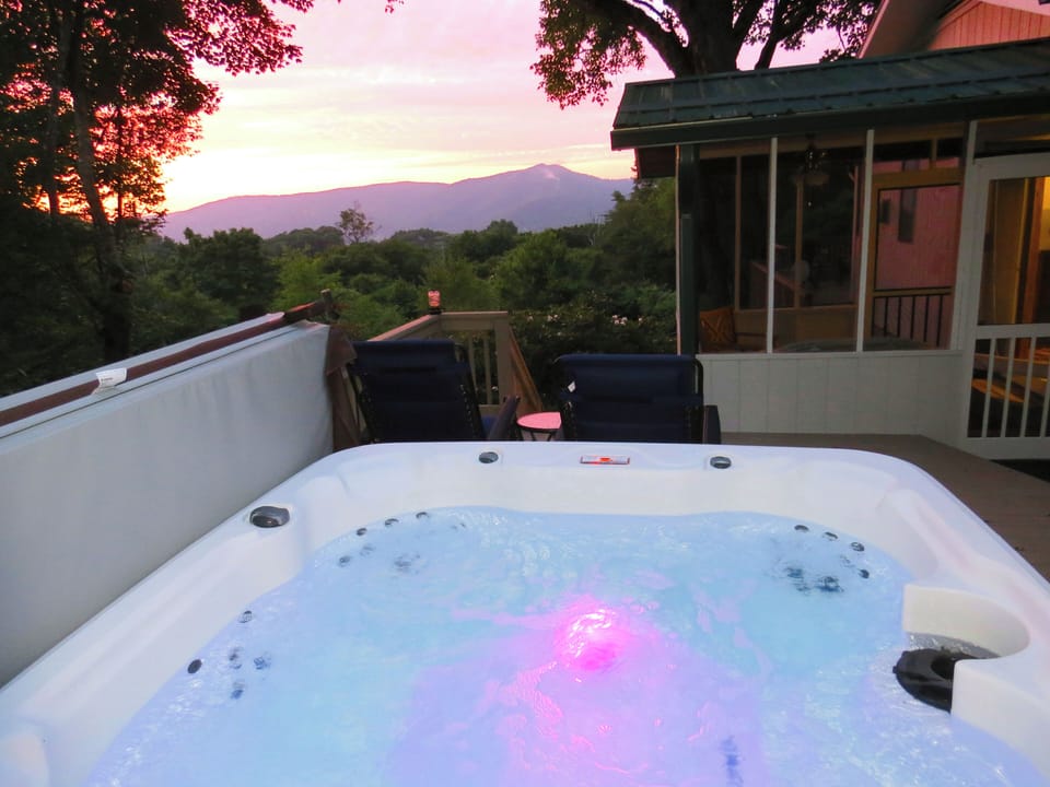 Your hot tub at sunset!! The perfect way to relax after your days adventures.