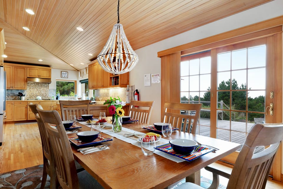 Dining area with sliding doors out to the patio
