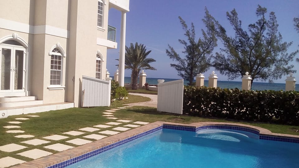 Our pool and garden area with oceanviews
