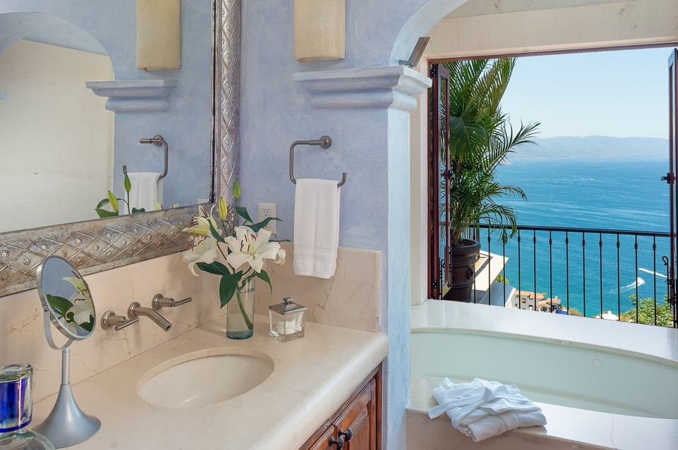 Master suite bathroom hot tub and gorgeous view