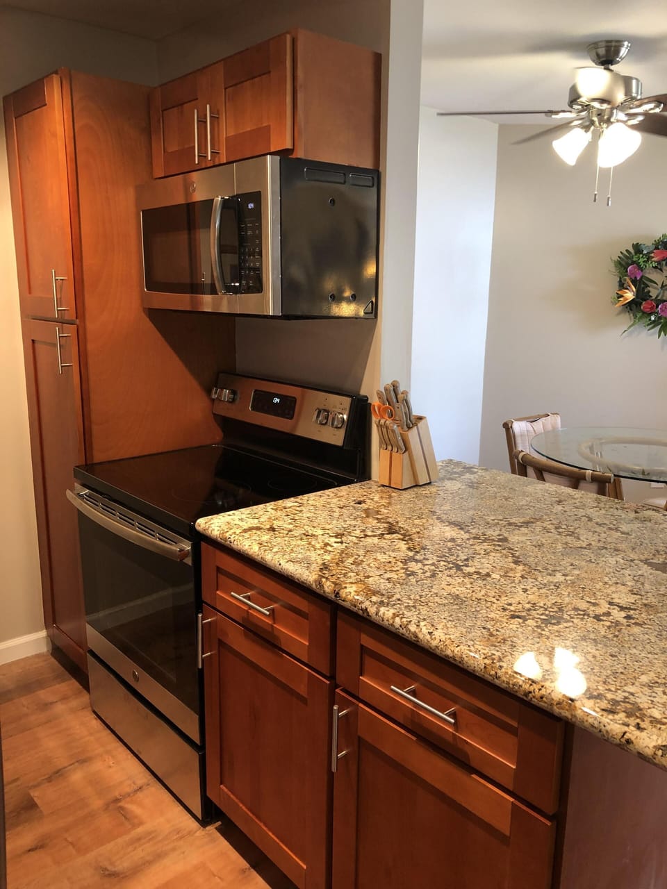 New Electric Stove & Microwave, & Cabinets