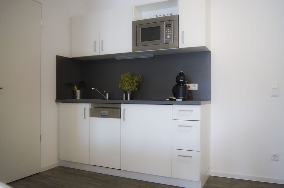 Microwave, stovetop, dishwasher, electric kettle