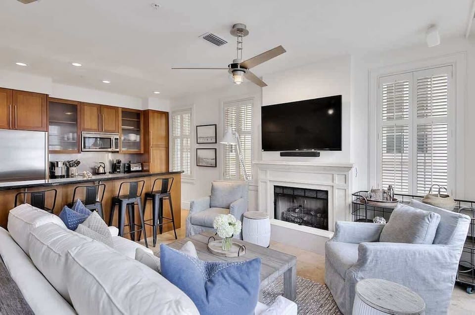 Living Area Opens to the Kitchen