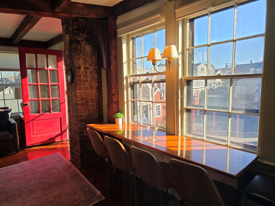 Bar style eating counter overlooking Bearskin beck