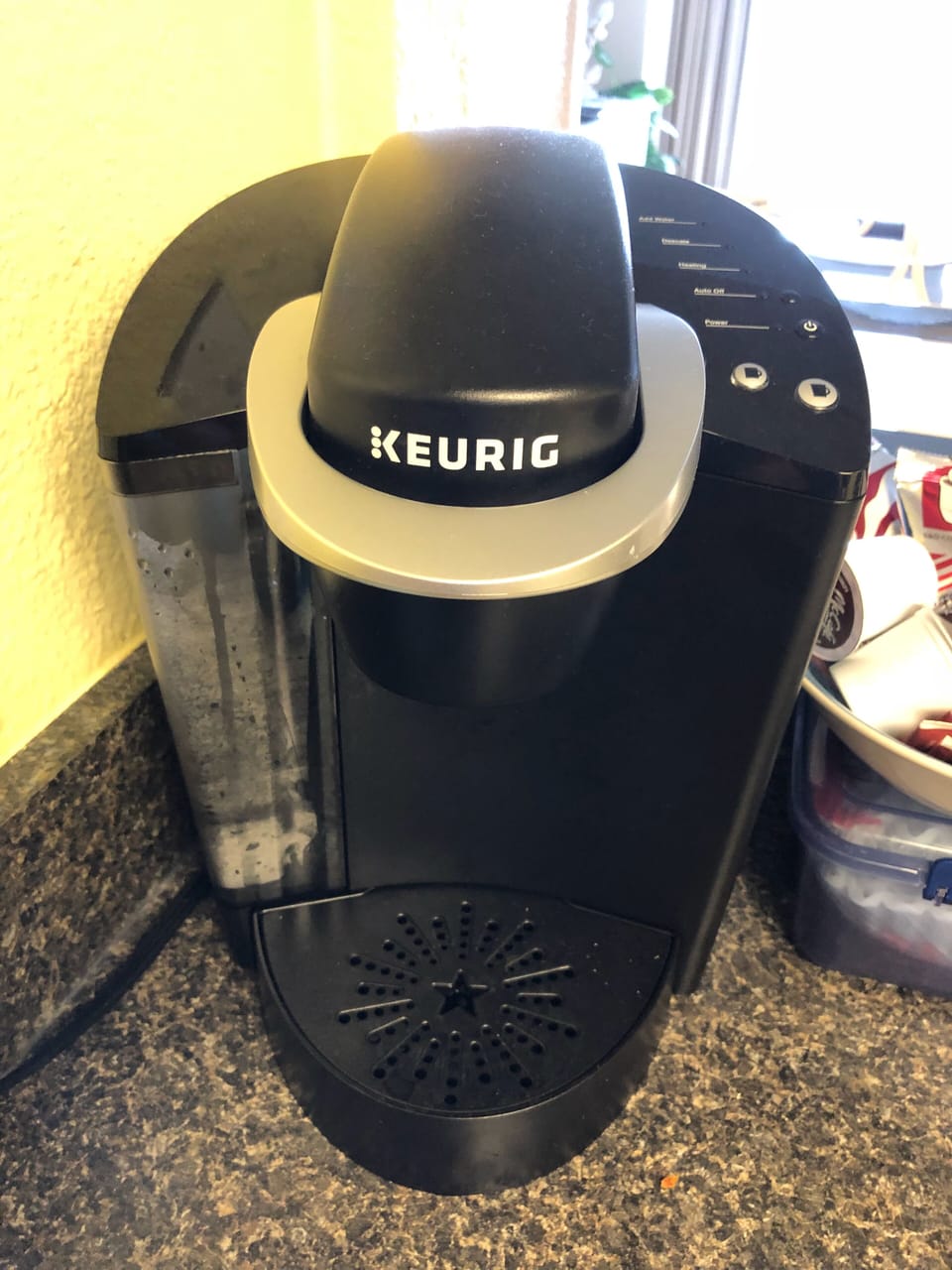 Keurig coffee maker for single serve beverages.
