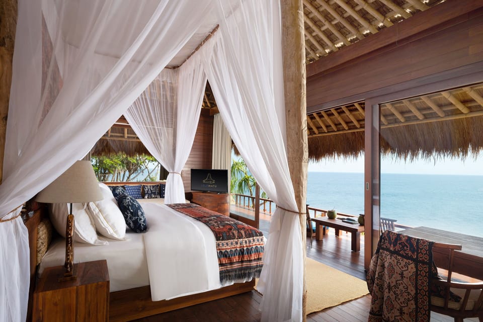 One Bedroom Pool Villa, Ocean View | Minibar (free items), in-room safe, desk, laptop workspace