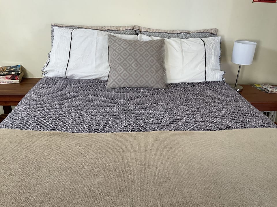 Down comforters, iron/ironing board, bed sheets