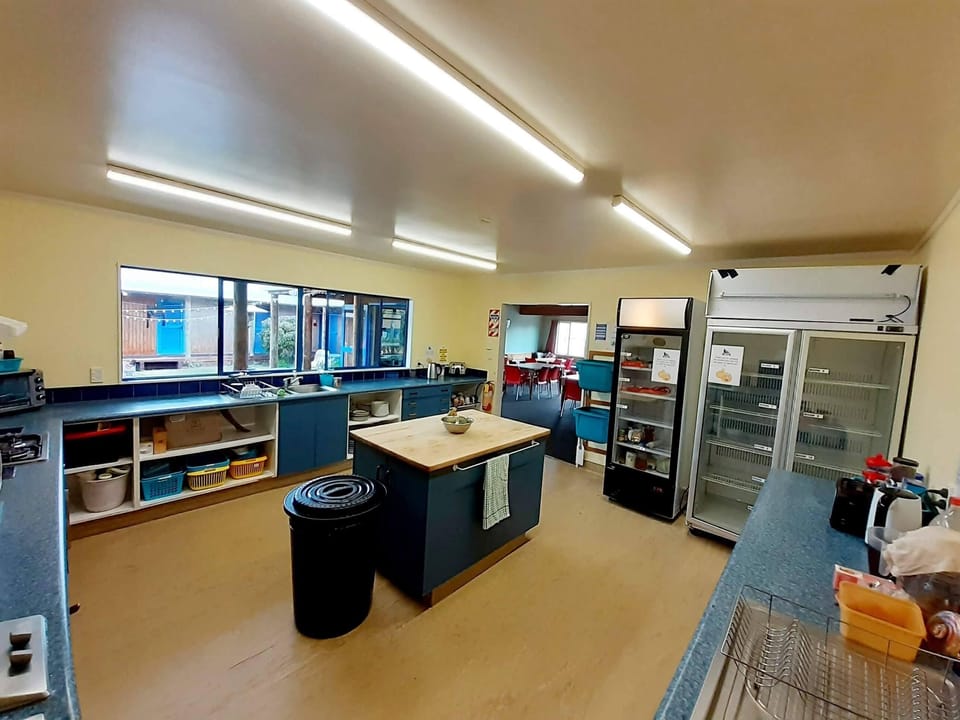 Full-size fridge, microwave, stovetop, toaster