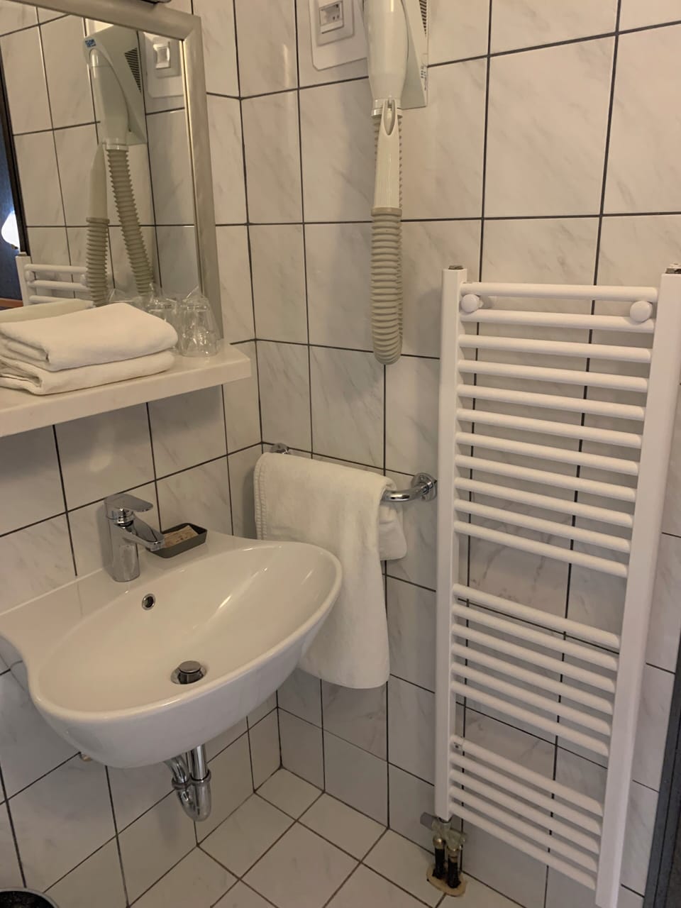 Hair dryer, towels