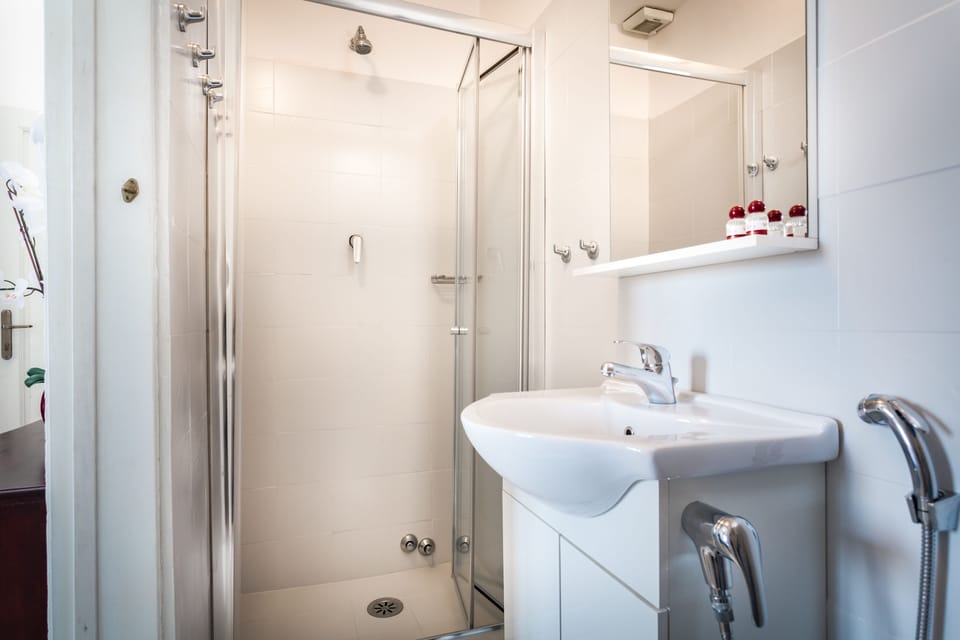 Shower, free toiletries, hair dryer, bidet