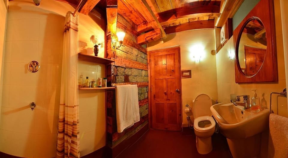 Shower, free toiletries, towels