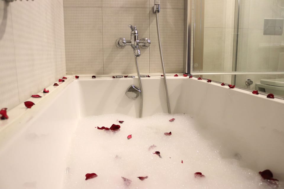 Shower, free toiletries, hair dryer, slippers