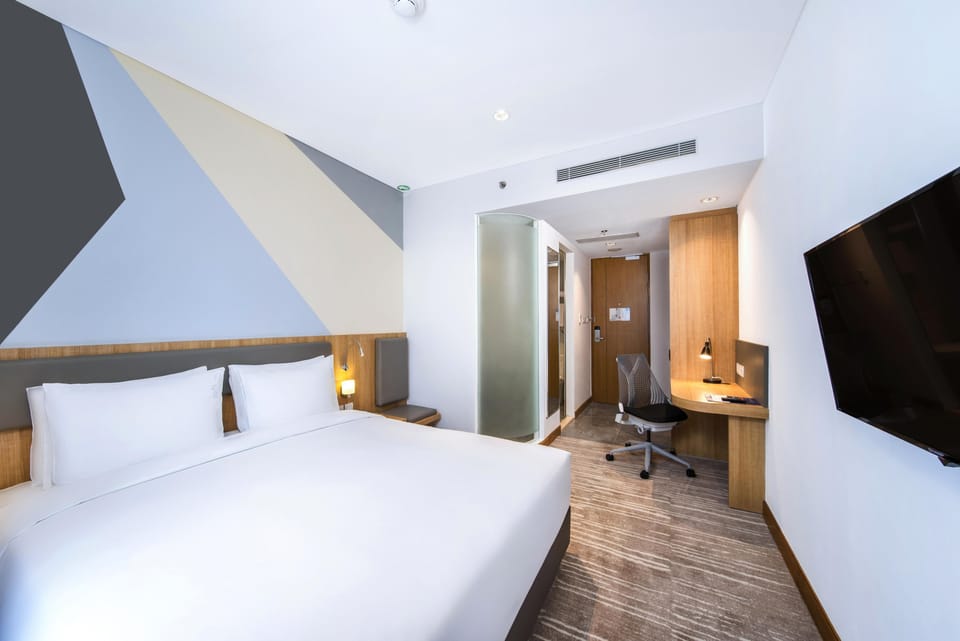 In-room safe, desk, laptop workspace, blackout drapes
