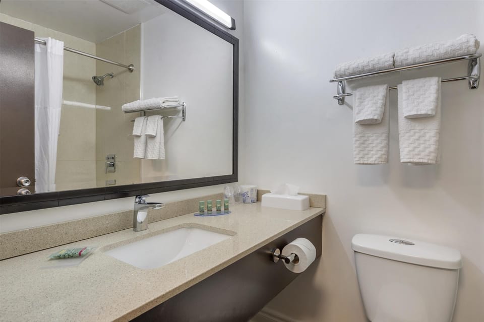 Combined shower/tub, deep soaking tub, rainfall showerhead
