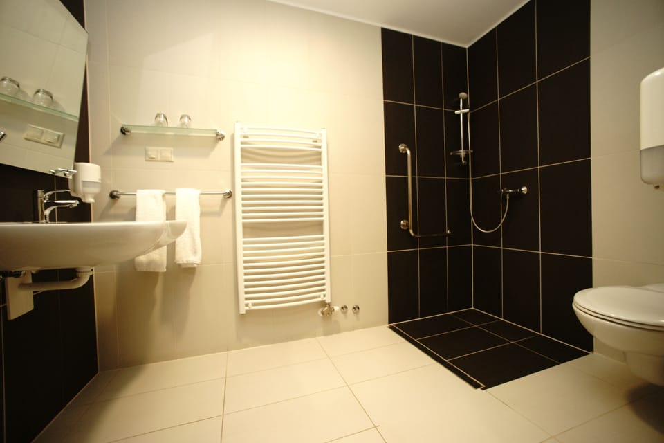 Deluxe Double Room | Bathroom | Shower, hydromassage showerhead, hair dryer, towels