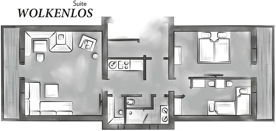 Suite, 2 Bedrooms, Balcony ("Wolkenlos" (incl. cleaning fee)) | Floor plan