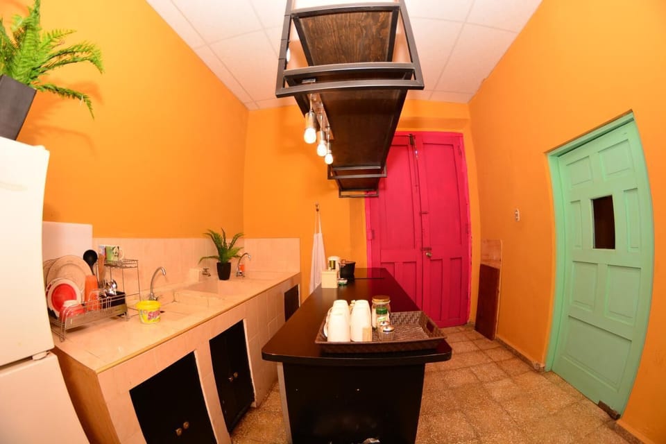 Coffee/tea maker, shared fridge, shared microwave