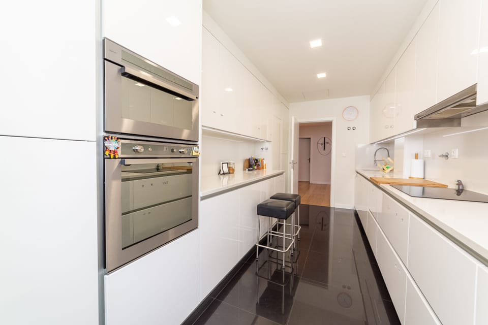 Full-size fridge, microwave, oven, stovetop