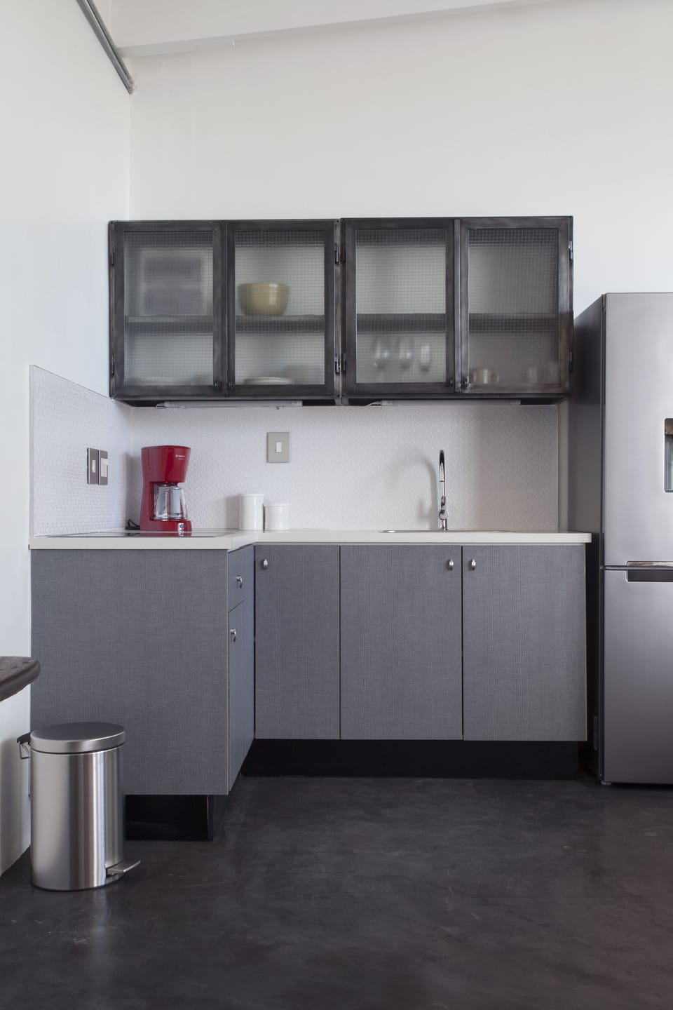 Shared fridge, coffee/tea maker, cookware/dishes/utensils