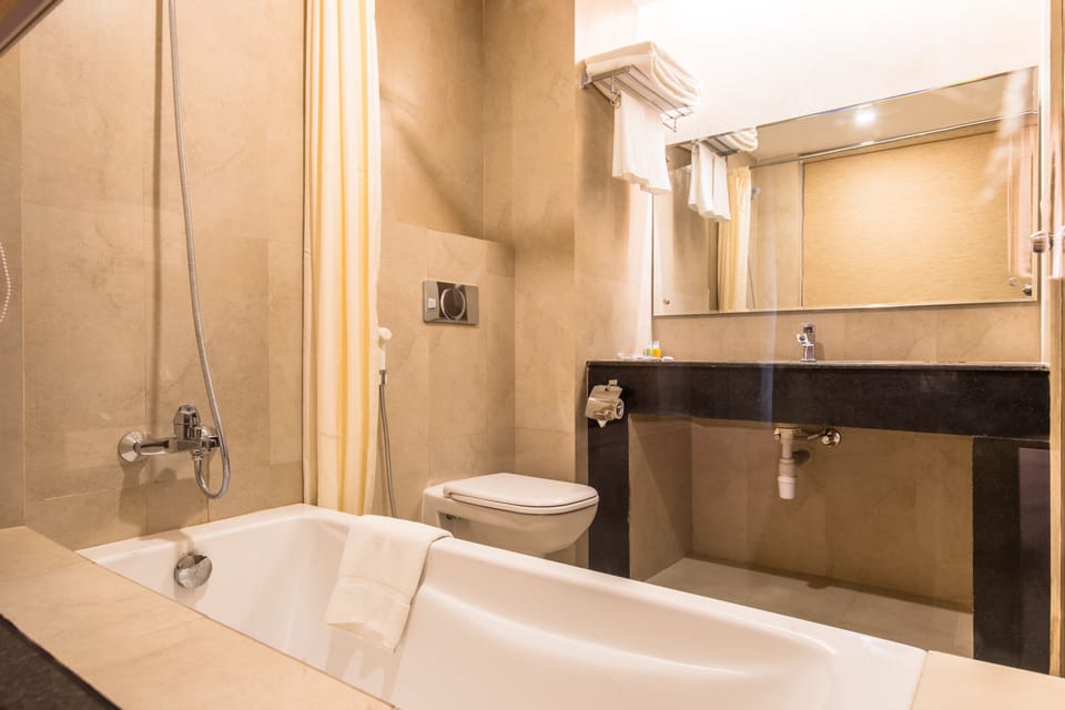 Shower, slippers, towels