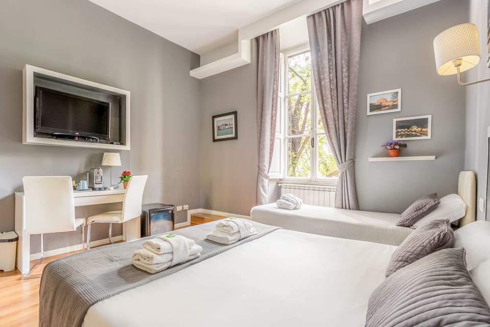 Premium bedding, minibar, desk, laptop workspace