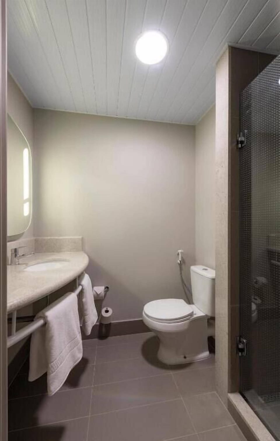 Shower, rainfall showerhead, eco-friendly toiletries, hair dryer