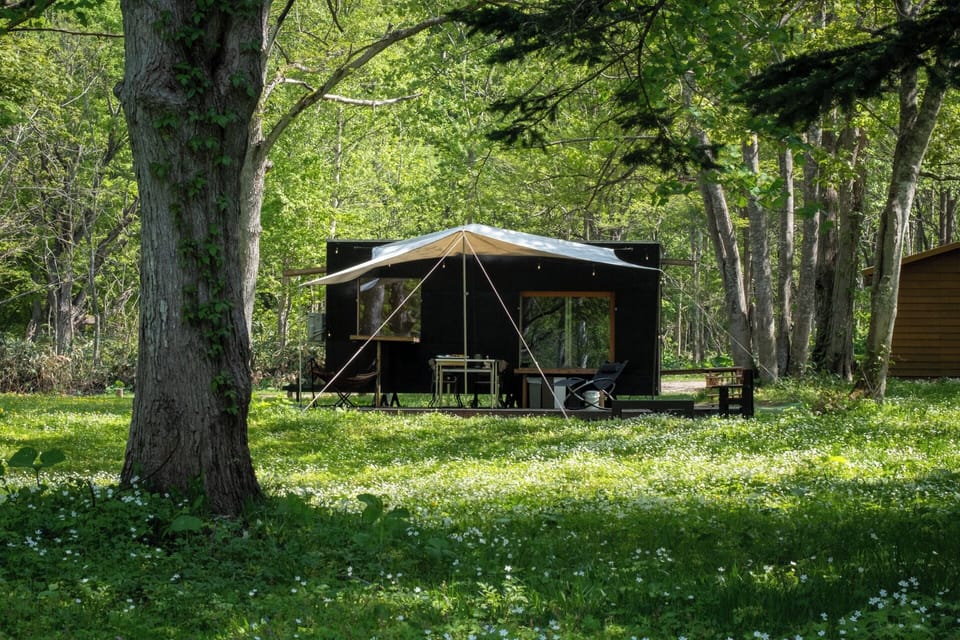 Glamping Cabin | Down comforters, bed sheets