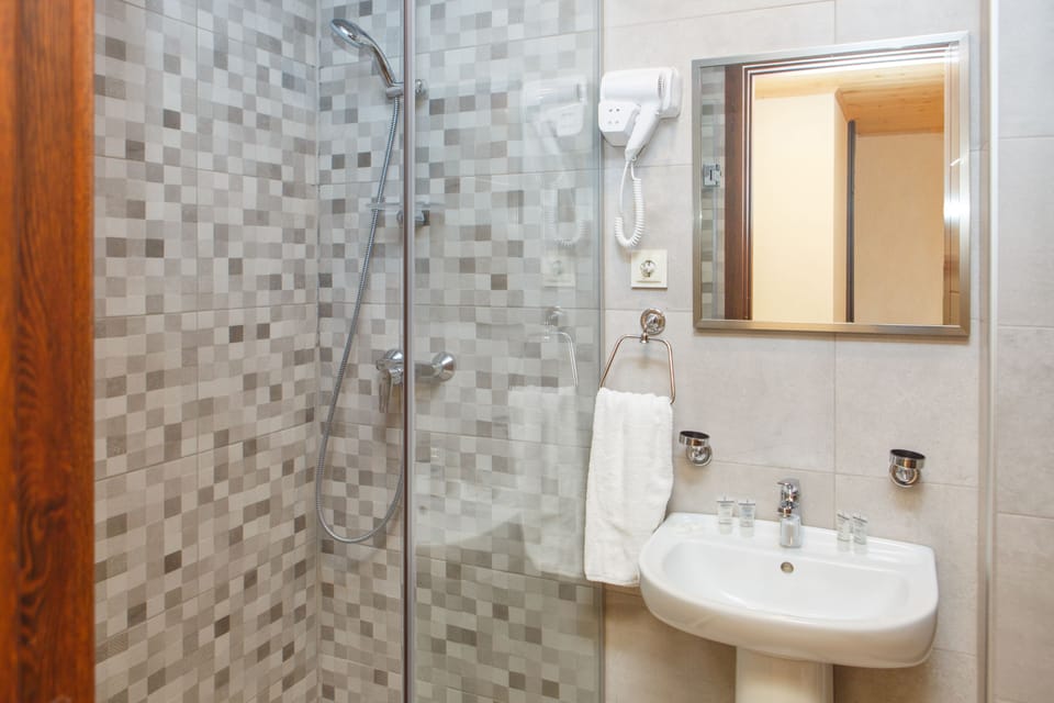 Standard Triple Room | Bathroom | Shower, hair dryer, slippers, towels