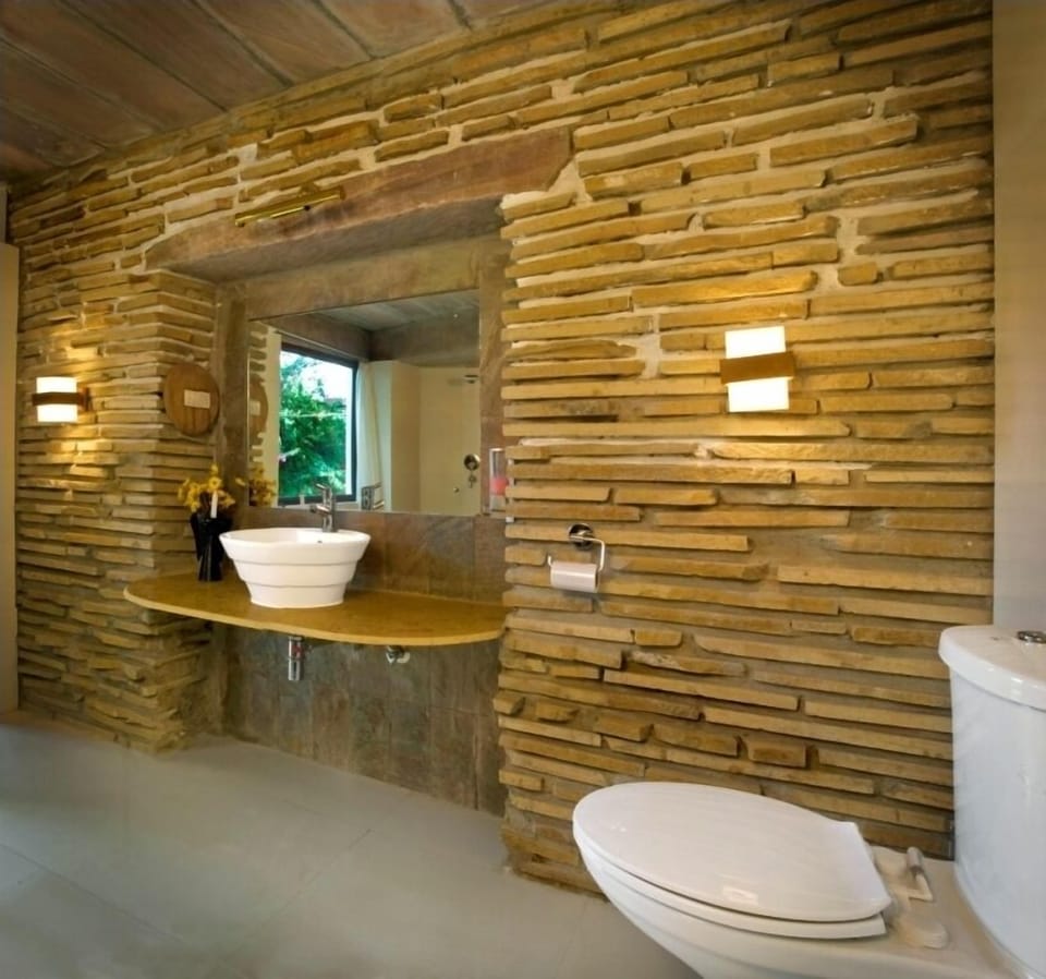 Shower, hair dryer, slippers, towels