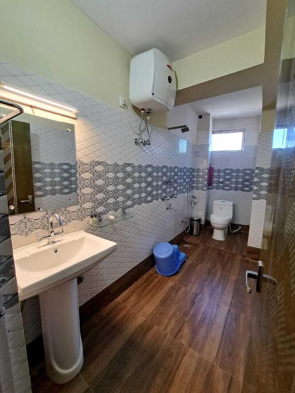 Shower, slippers, towels