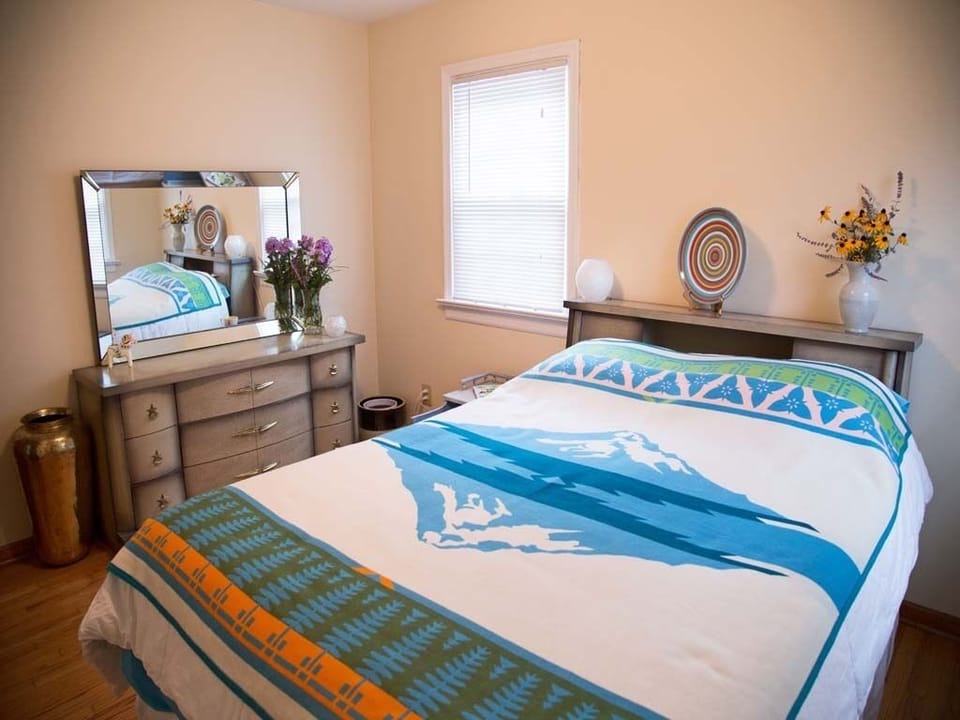 Queen bedroom with lush bed to let you sleep late
