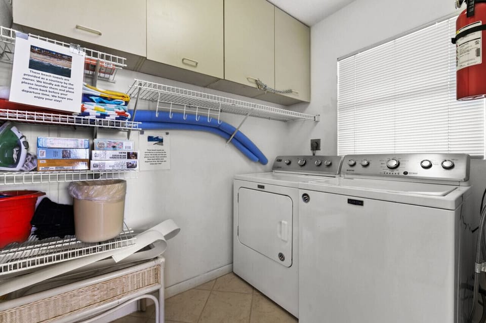 Enjoy the convenience of a full-size washer and dryer in the condo, making it easy to keep clothes and beach towels fresh throughout your stay.