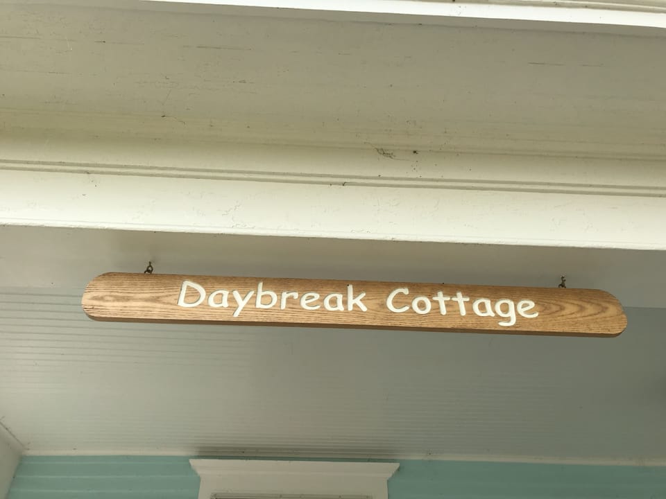 Daybreak Cottage above porch