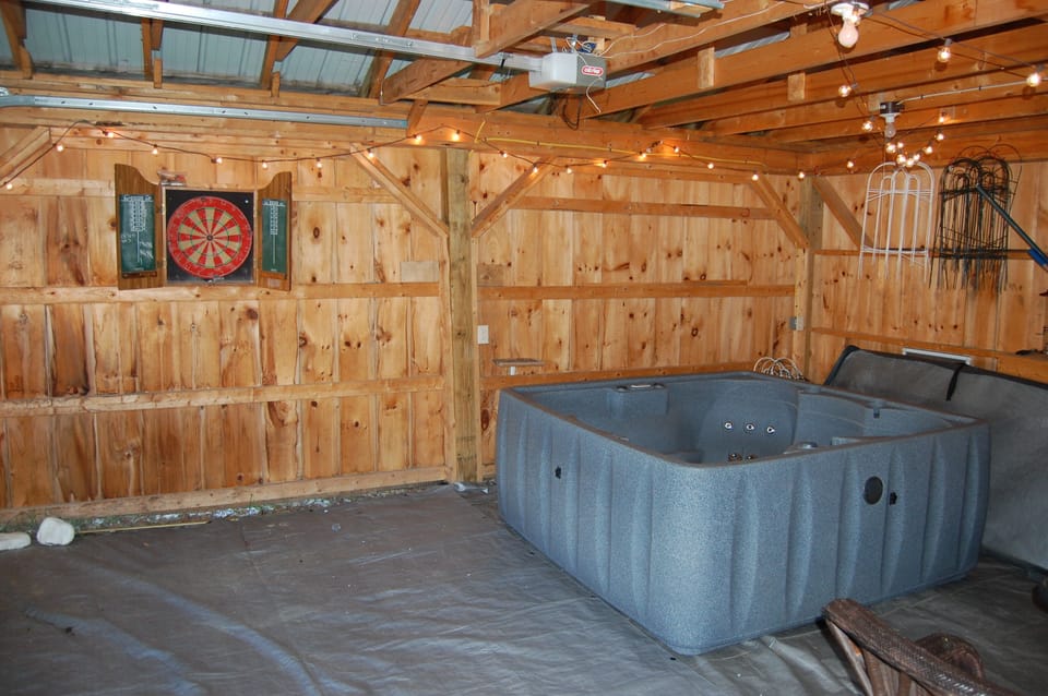 Party room with darts and 6 person Jacuzzi