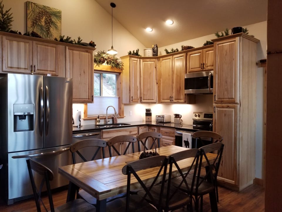 Kitchen with all you will need for cooking, or grilling on the Weber grill