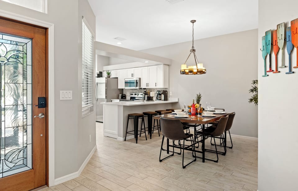 Open layout flows effortlessly from living to dining—great for gathering