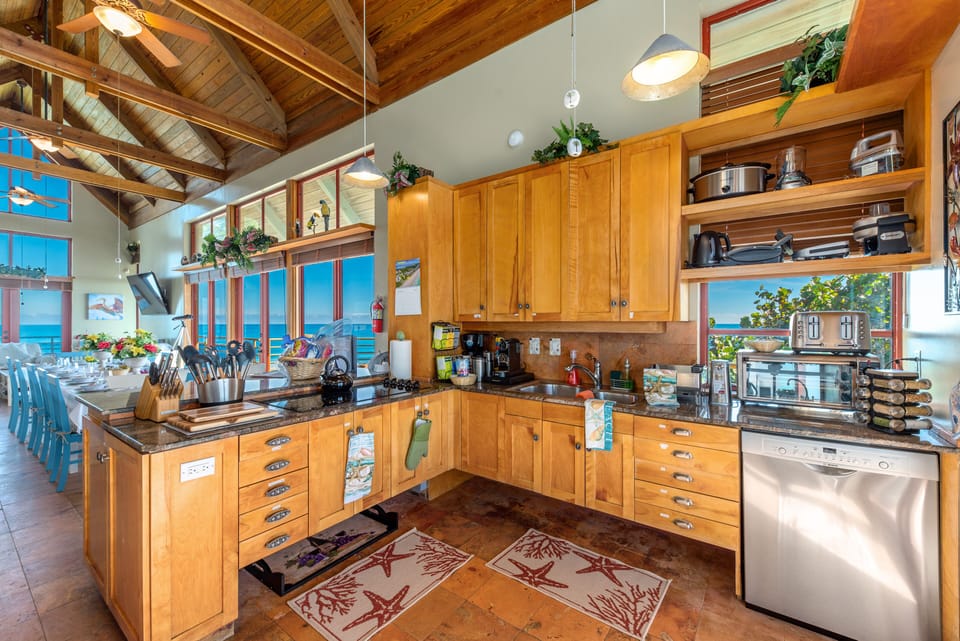 Kitchen with wide selection of complimentary coffees and teas