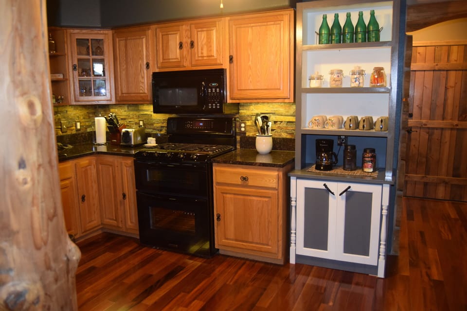Fully stocked coffee hutch for your enjoyment.