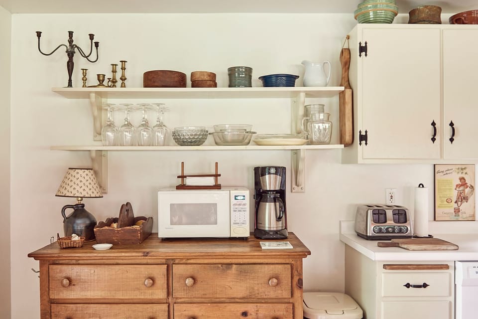 Plenty of storage in kitchen for food. Drawers are labelled to make it easy.