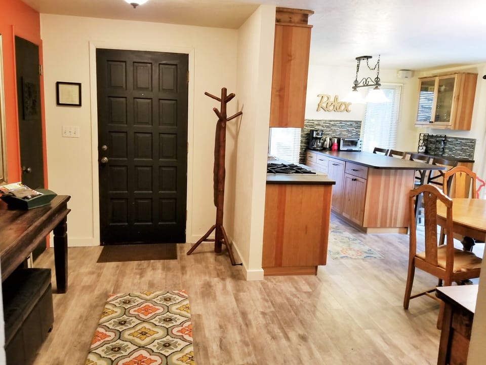 Entry with closet, coat tree and trunk for warm stuff :-)