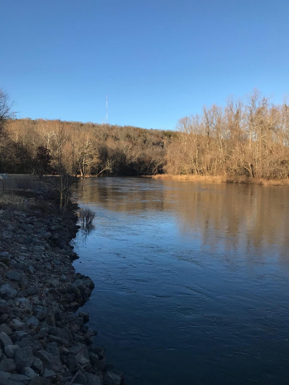 Winter view of trout stream below the Lake Tenkiller Dam. It is amazingly clear!