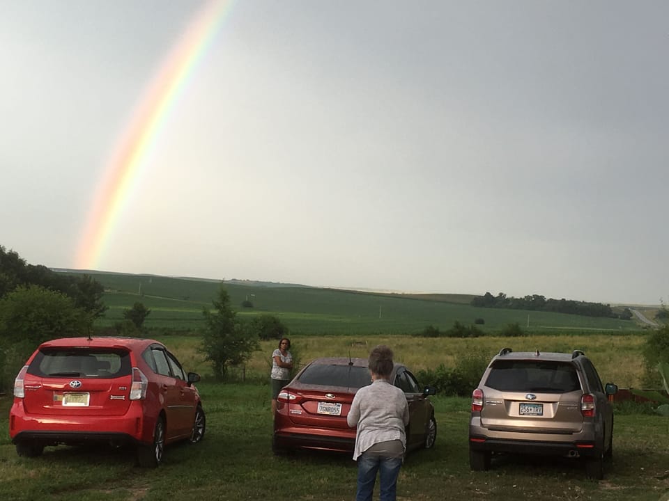 July rainbows looking east, following a welcome, cooling shower. 