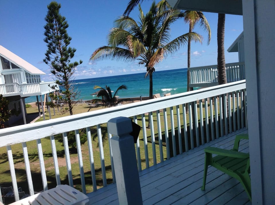 section of wraparound porch with oceanview