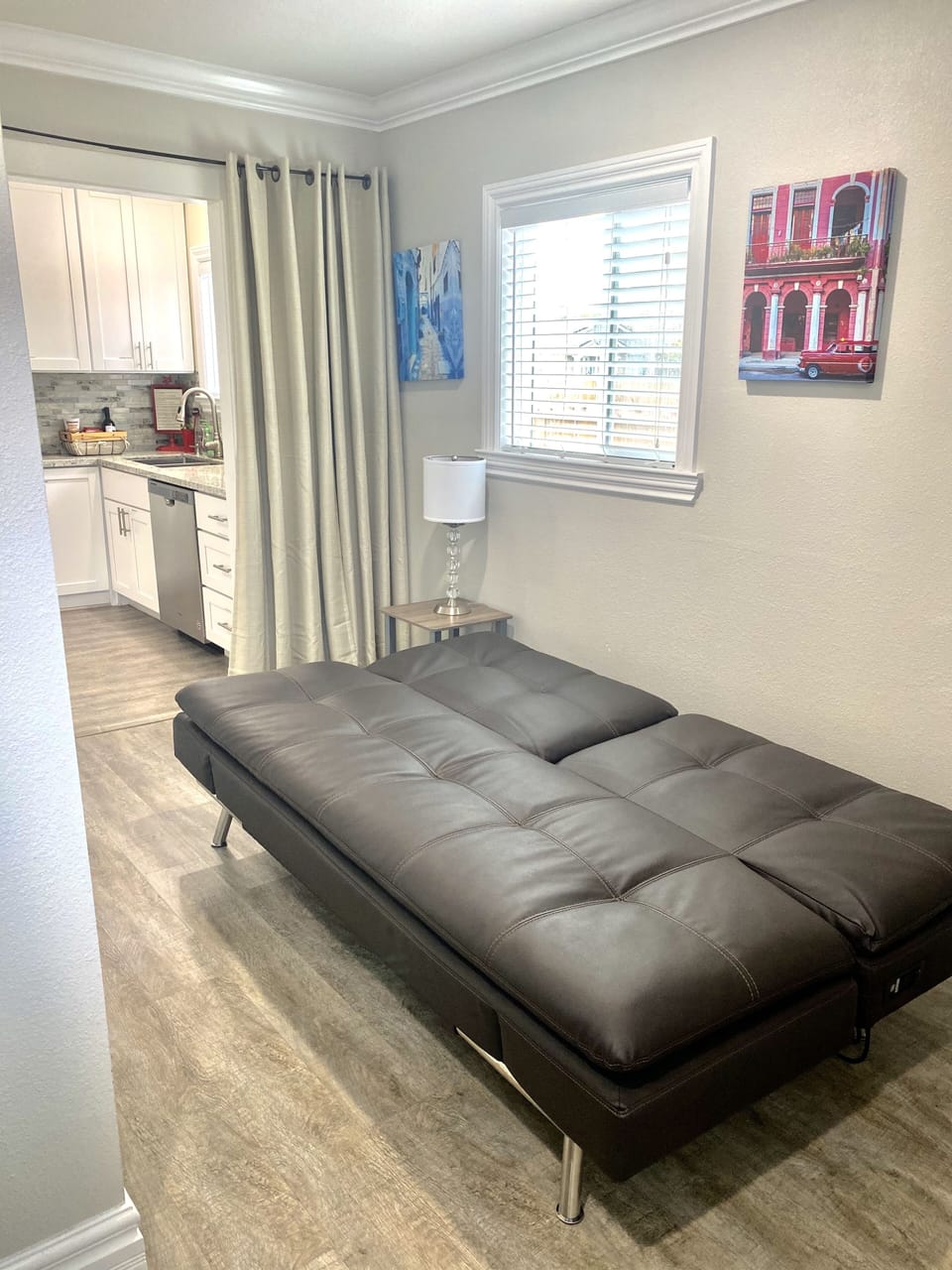 A European lounger converts to a full size bed