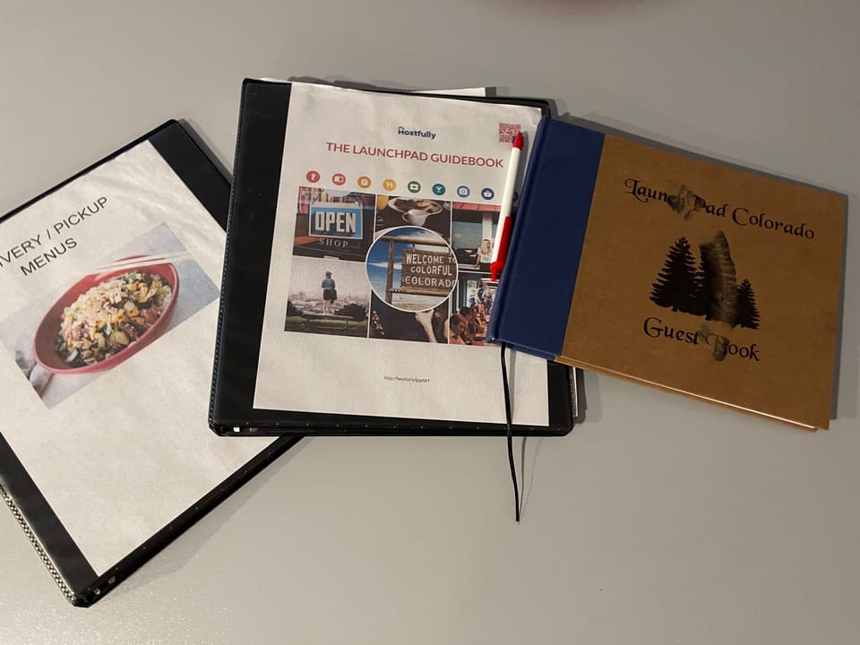 Stay in? Local menus, Guide to our AirBNB and Guest Book